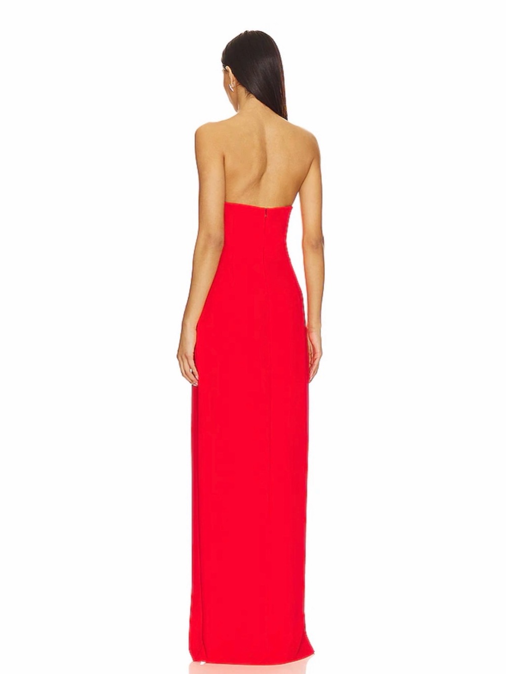Amanda Uprichard Strapless Red Gown with Thigh Slit - Picture 3 of 10